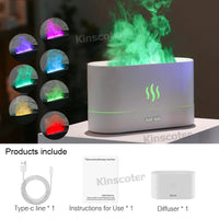 Ultrasonic Aroma Diffuser & Humidifier - LED Cool Mist Maker with Essential Oil Flame Lamp Function